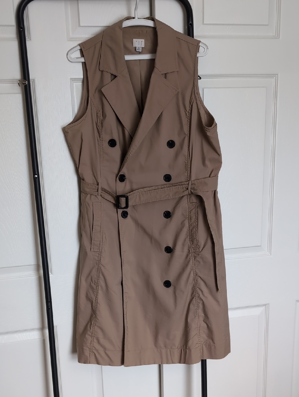a new day Double-Breasted Sleeveless Trench Dress in Taupe